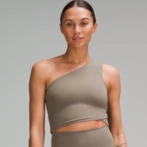 One-Shoulder Olive Crop Top